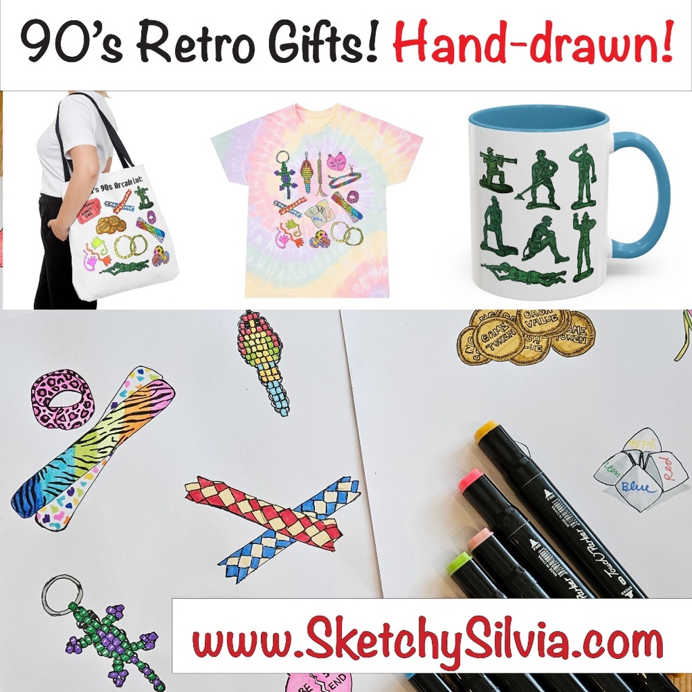 90s Retro Gift & Present Nostalgic Millennial Hand-Drawn Custom Mugs Shirt Totes - Picture 5 of 16